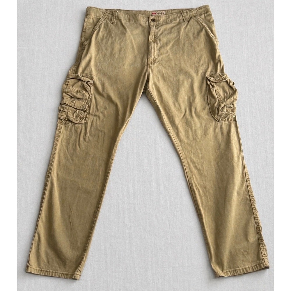 Wrangler Mens Regular Taper Cargo Pants Tan Khaki Multi Pocket 40x30